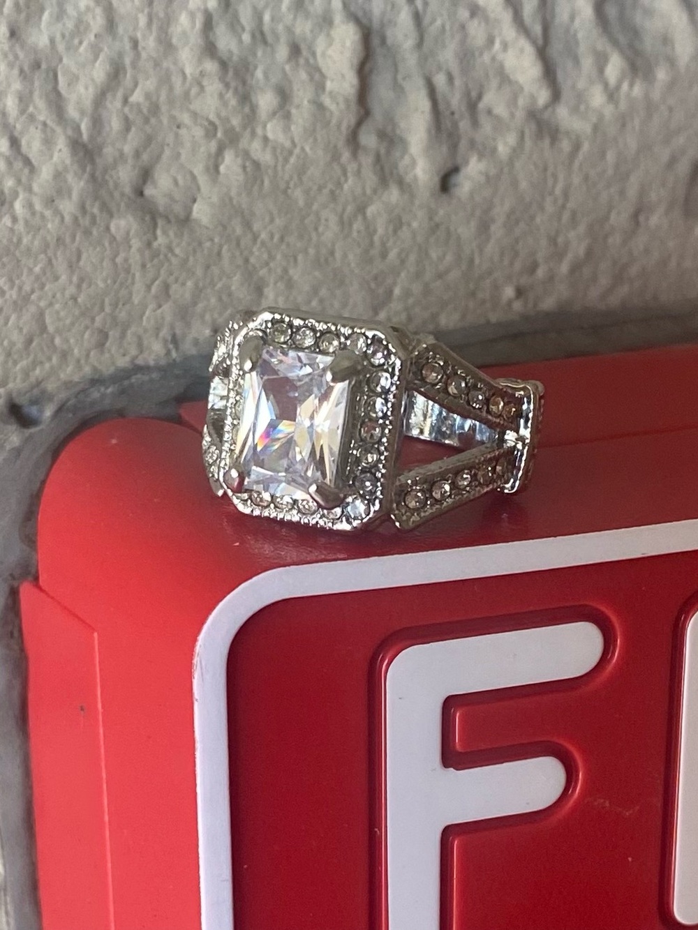 Stainless Steel Cubic Zirconium Stones 3/4 Wrap Around Ring Size 7